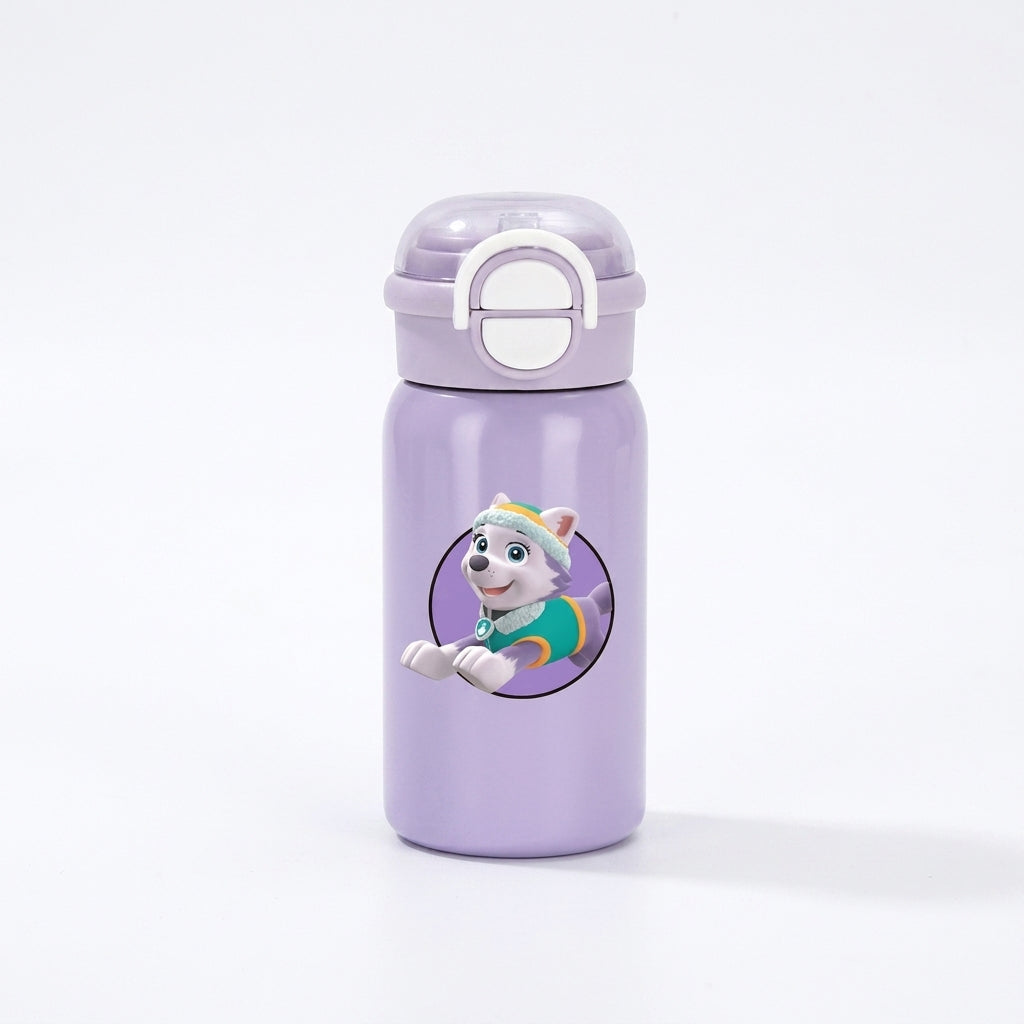 Gourde Pat Patrouille violette avec bouchon sport et motif chiot à l’arc-en-ciel