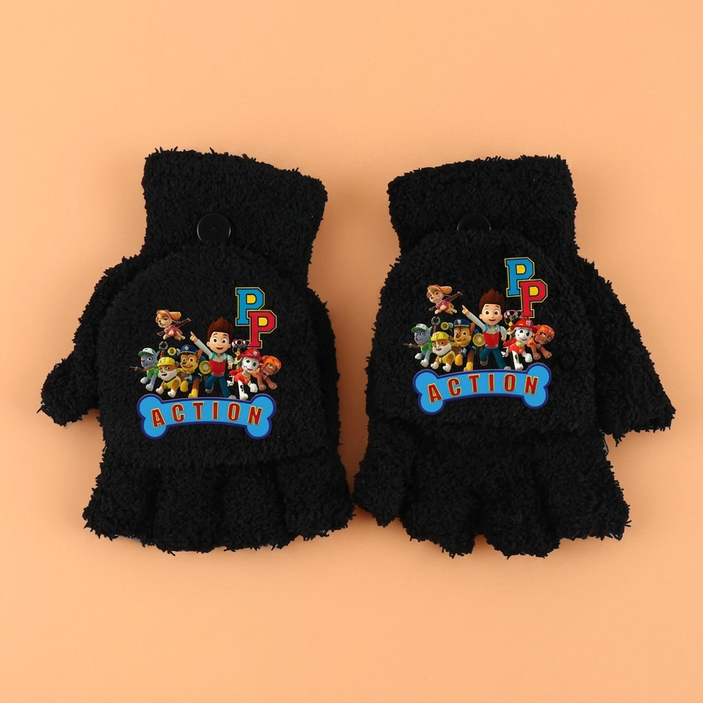 Paire de gants noirs avec écusson Pat Patrouille « Action » et logo P