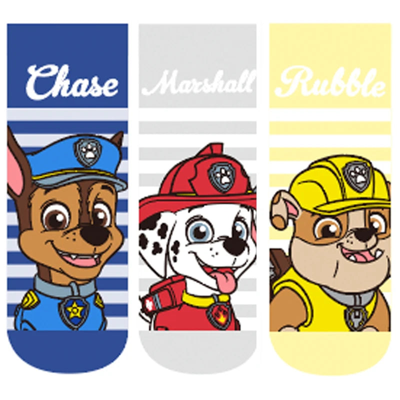 Lot de 3 chaussettes enfant : Chase bleu, Marshall rouge/gris, Rubble jaune.