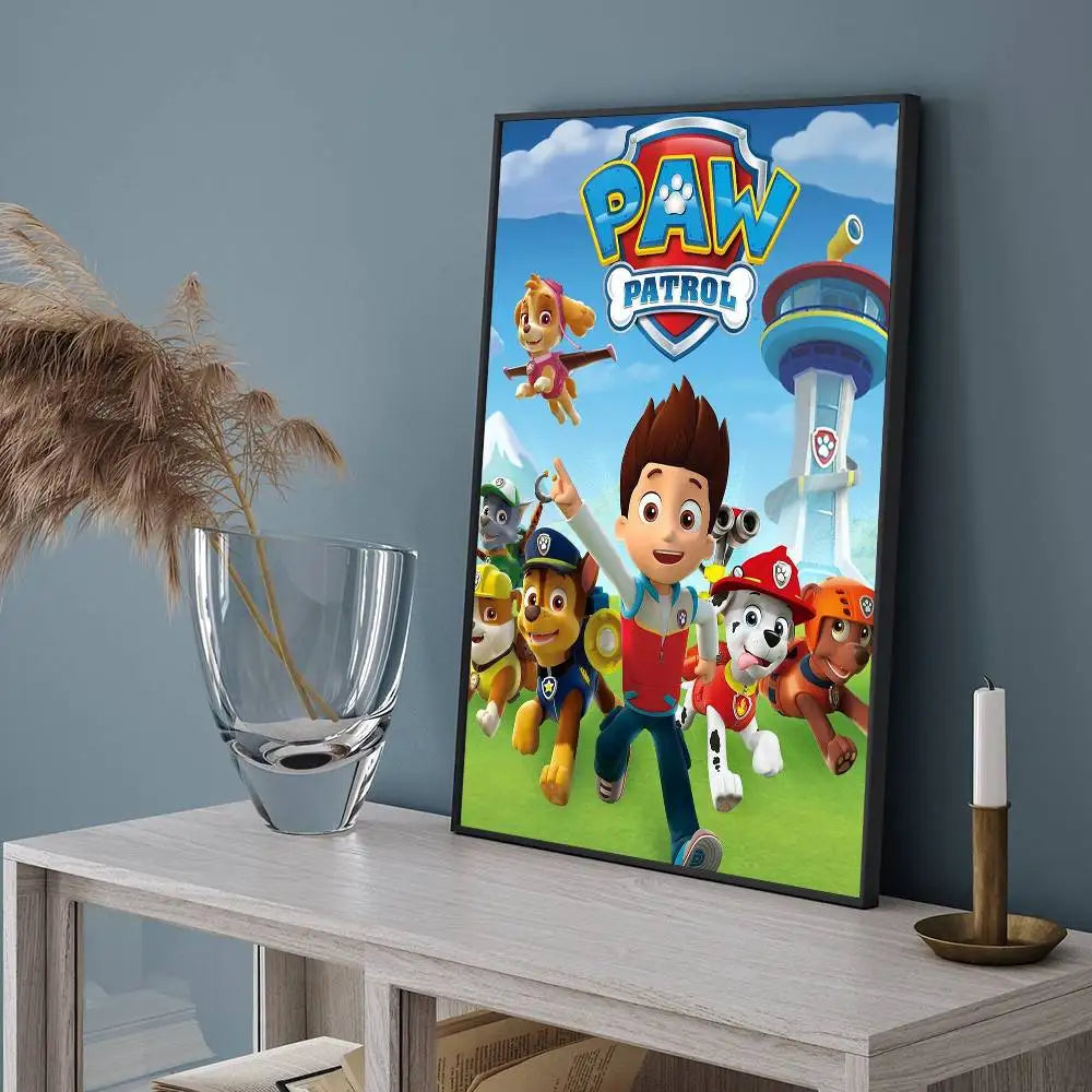 Affiche encadrée Pat Patrouille avec logo et personnages équipe Tour de Contrôle
