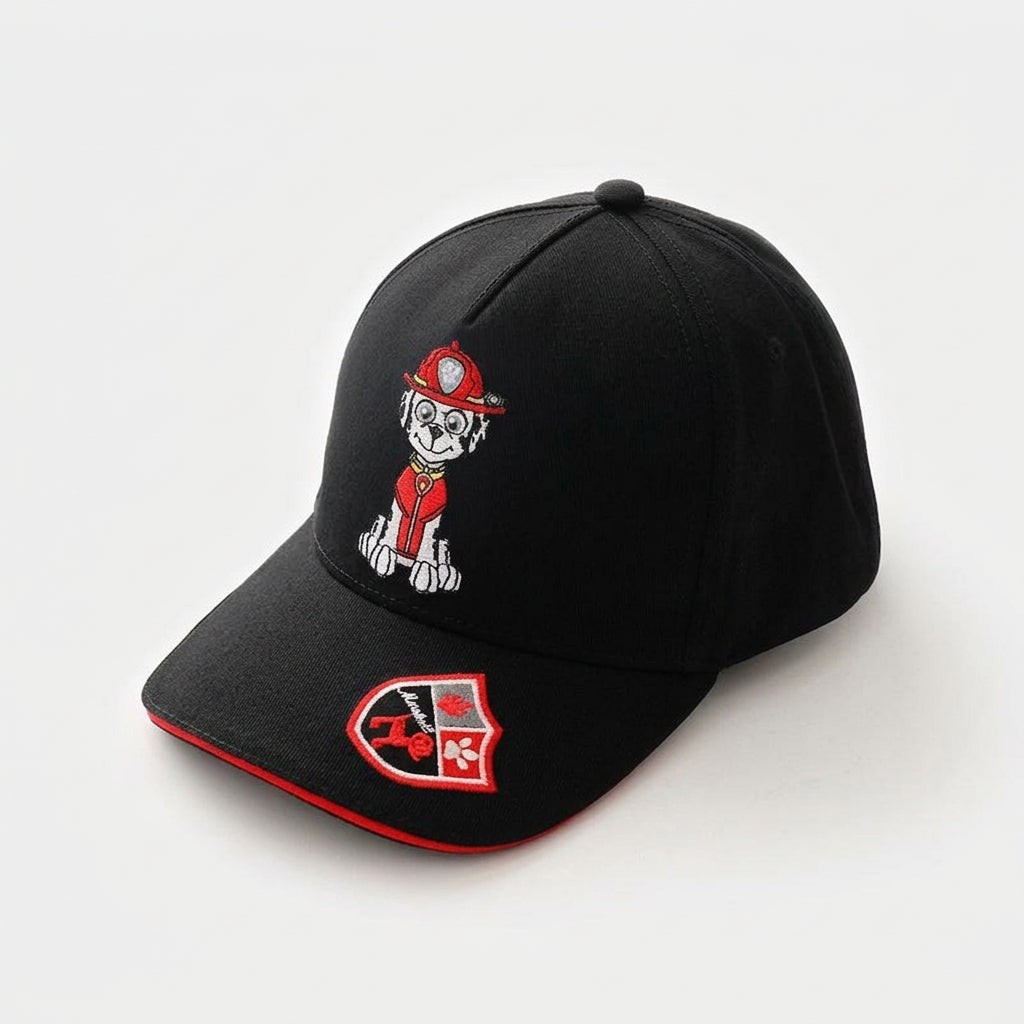 Casquette Pat' Patrouille noire à liseré rouge, Marcus brodé sur le devant