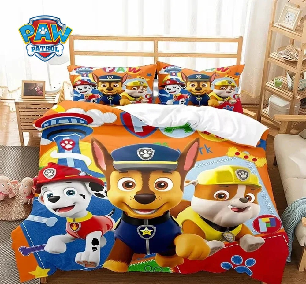 Parure de lit enfant Pat’Patrouille, motif coloré orange avec personnages