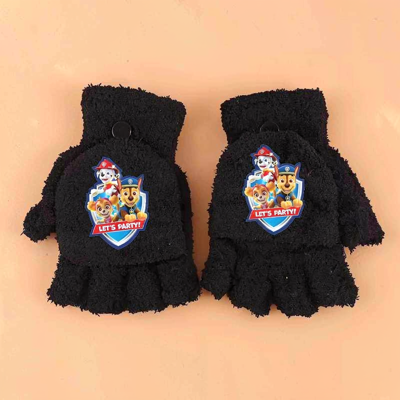 Gants Pat Patrouille noirs avec écussons « Let's Party »