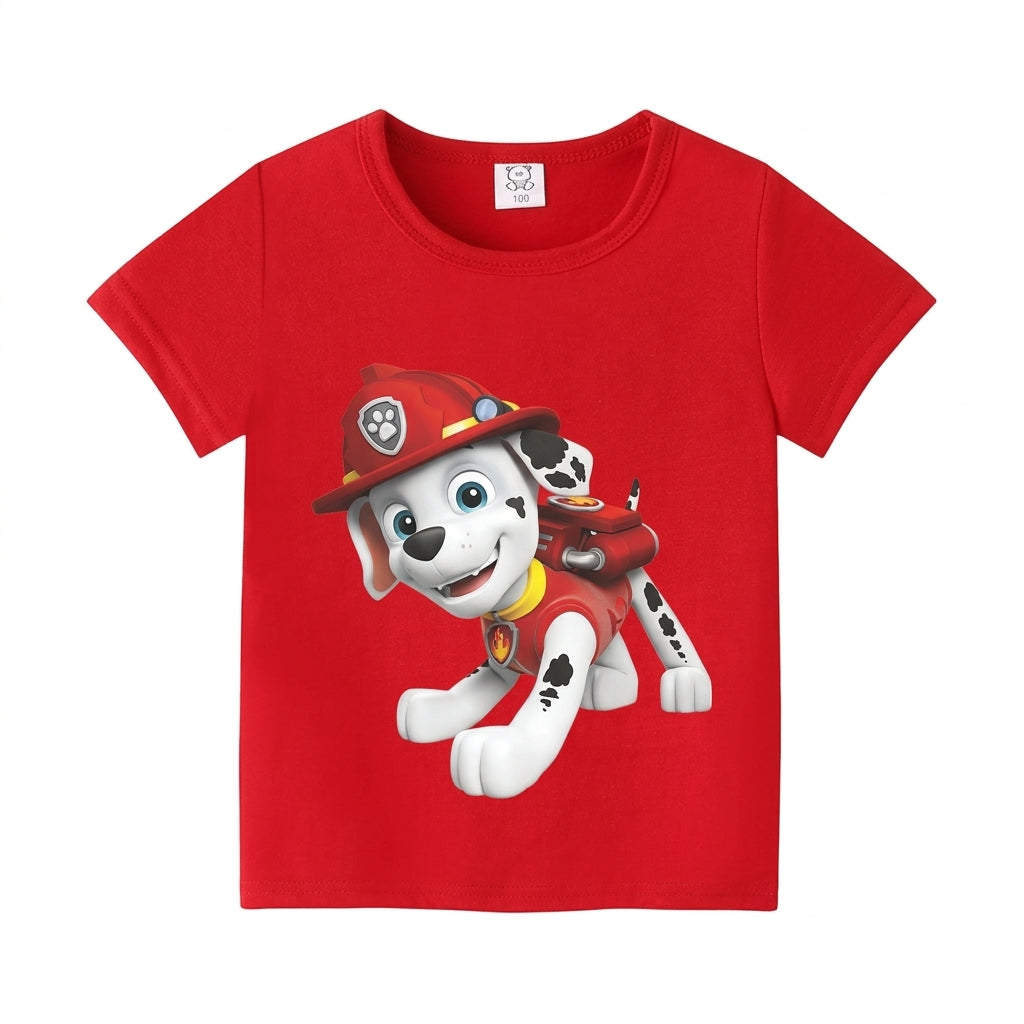 T-shirt Pat' Patrouille rouge, Marcus assis imprimé sur le devant