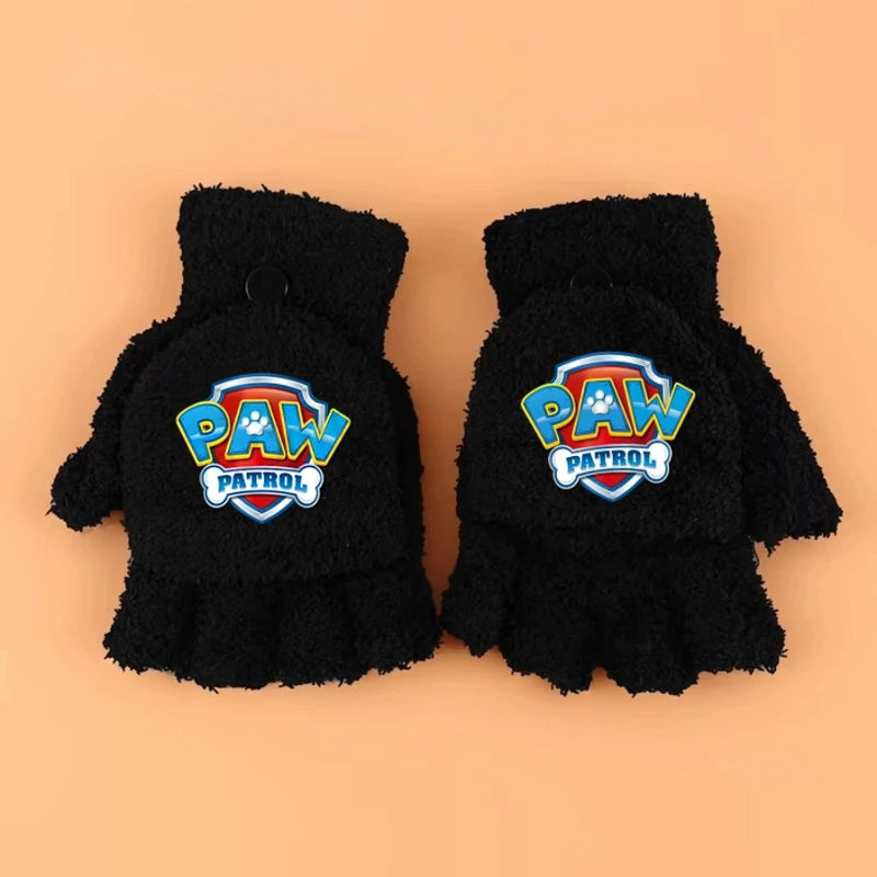 Gants Pat Patrouille noirs avec écusson Pat' Patrouille au poignet et sur la paume