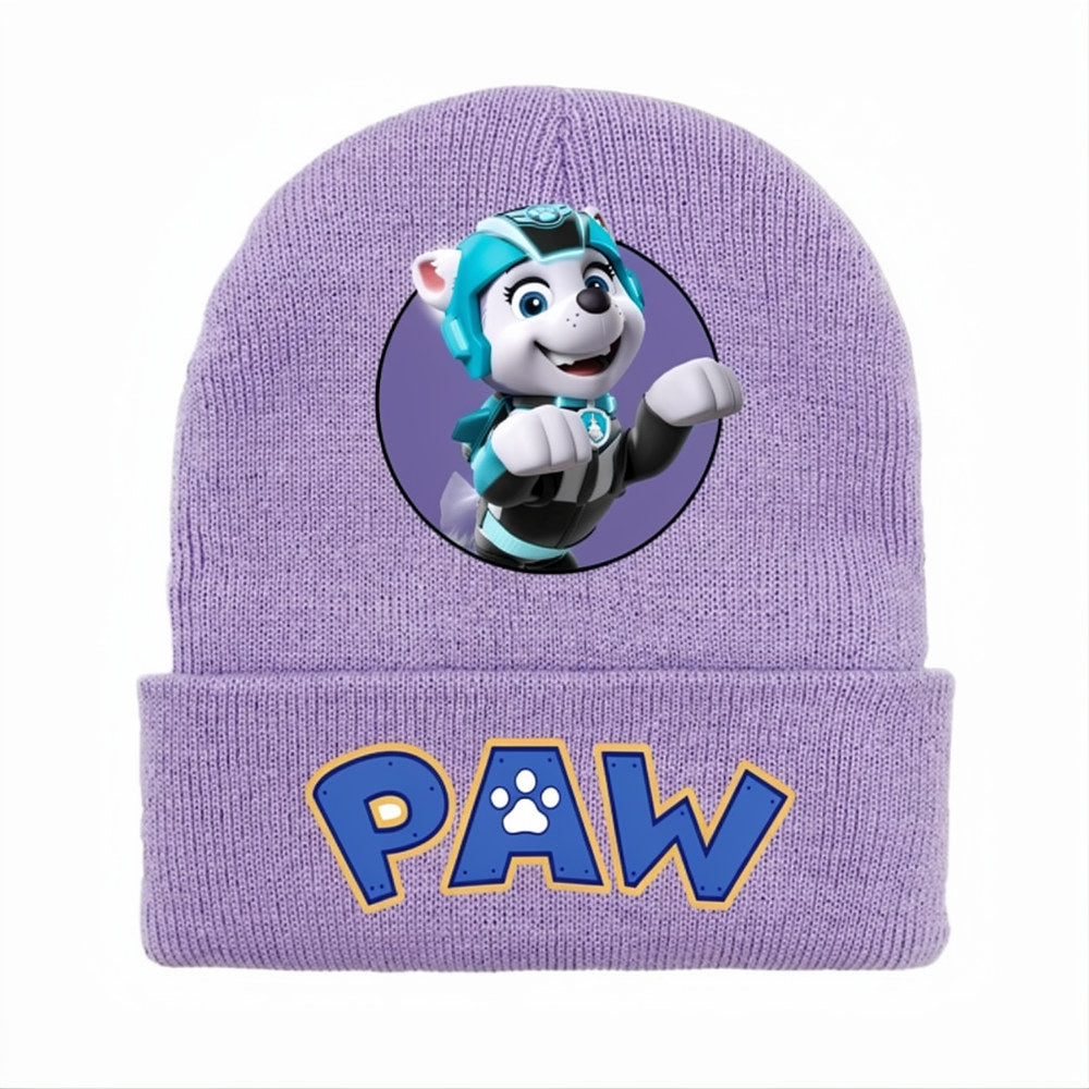 Bonnet lilas Pat Patrouille avec personnage et inscription « PAW »