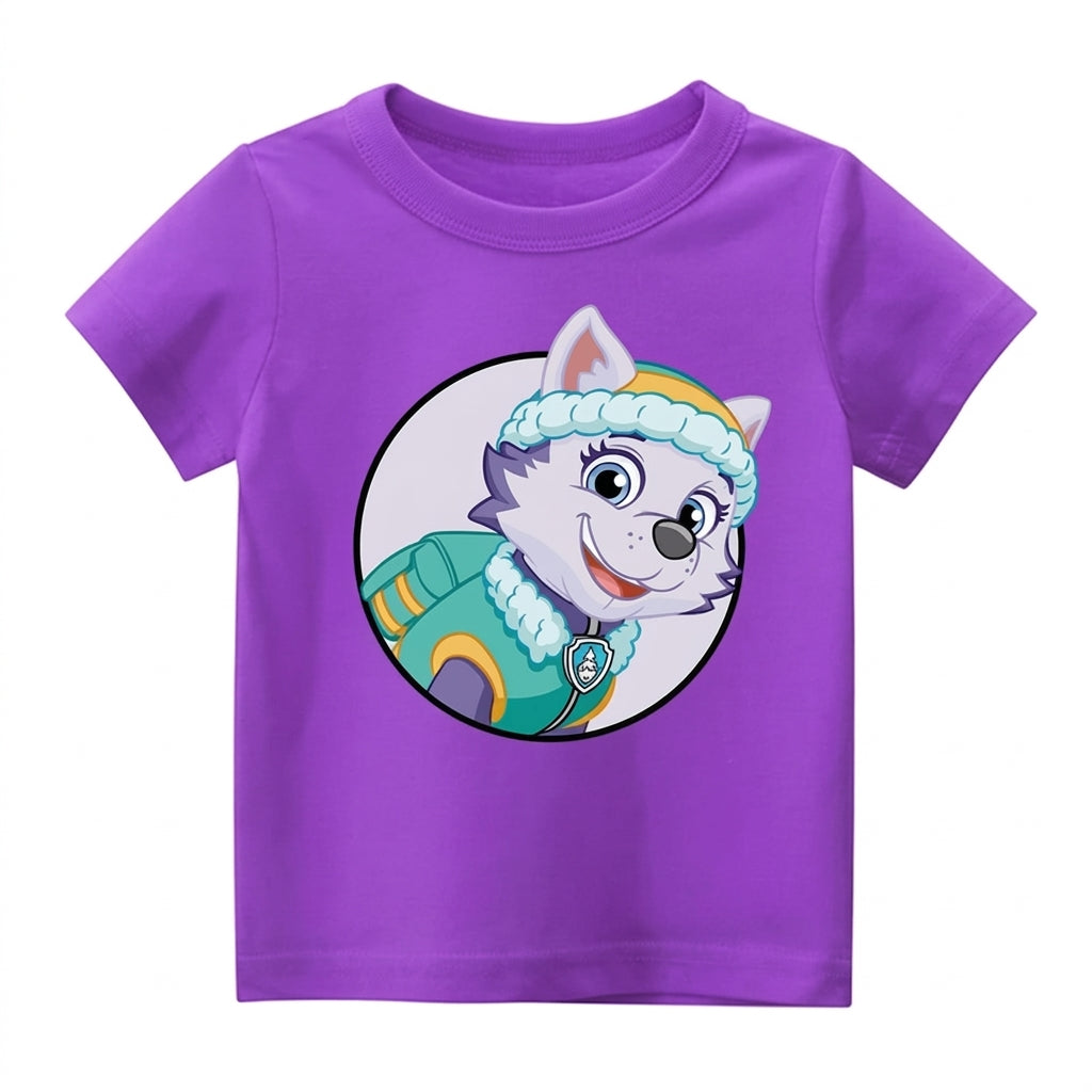 T-shirt Pat Patrouille violet avec imprimé Everest en médaillon
