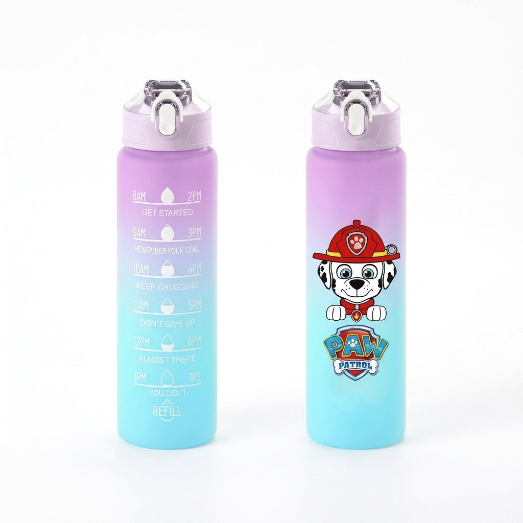 Gourde 750 ml Pat Patrouille Marcus violet-turquoise, bouchon à bascule, mascotte et logo