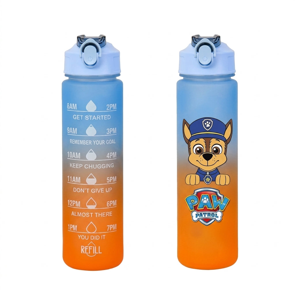 Gourde enfant 750 ml bleu et orange, motif Pat Patrouille avec chien en tenue