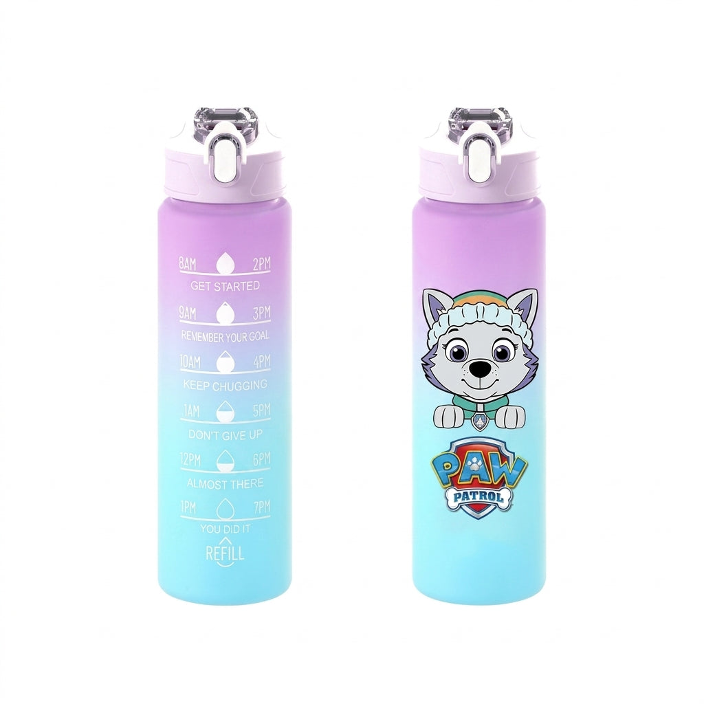 Gourde Pat Patrouille 750 ml violet et turquoise, poignée et décor Pat' Patrouille