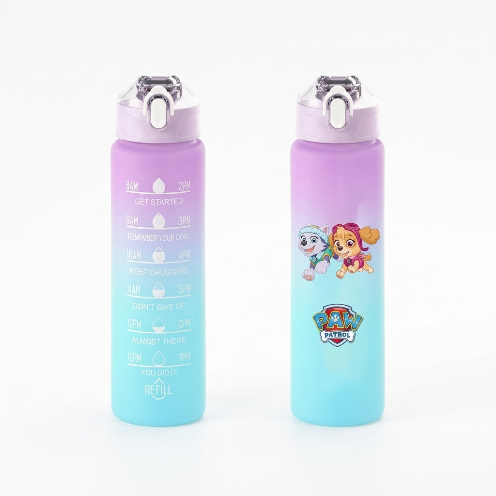 Gourde 750 ml Pat Patrouille avec bouchon sport violet : motifs et consignes