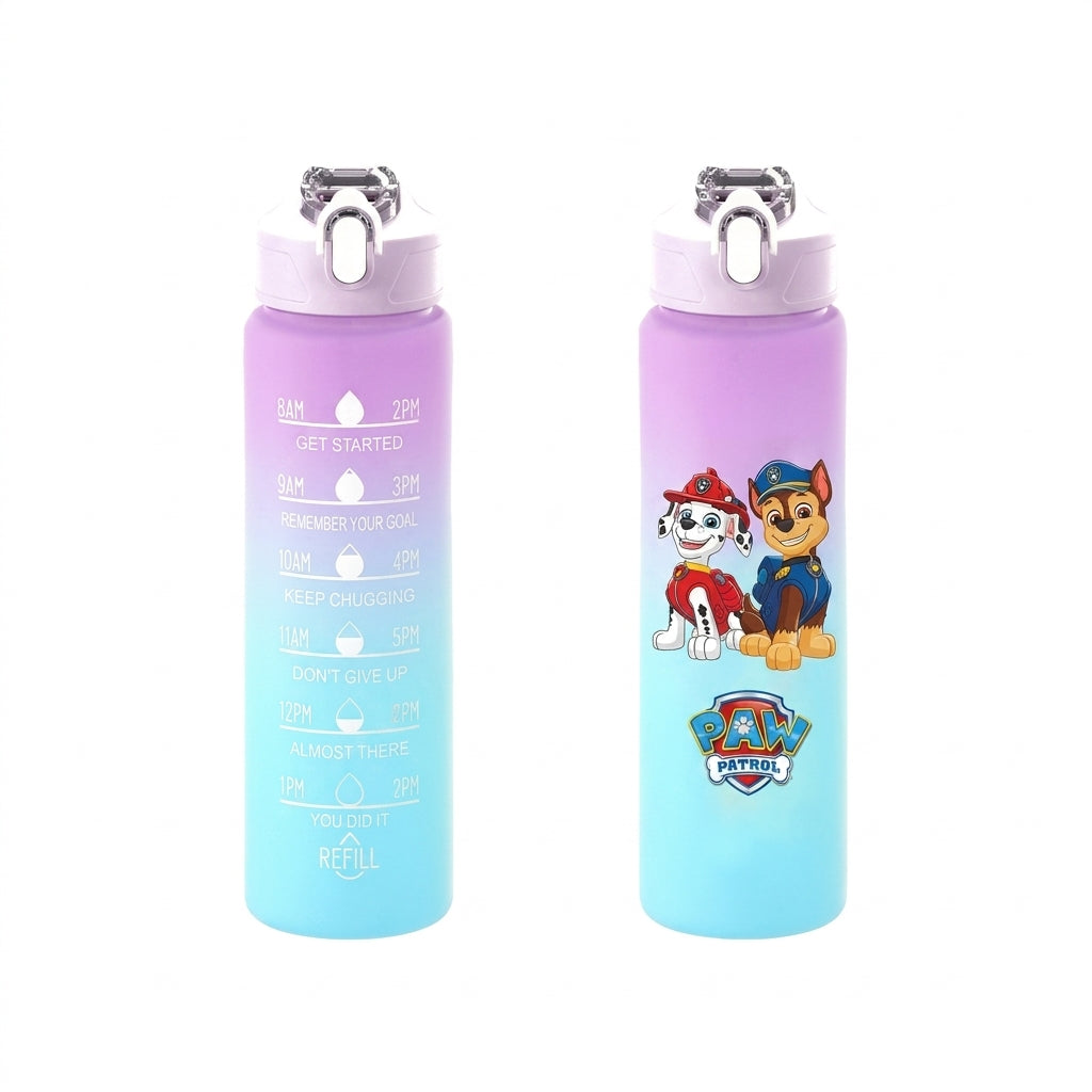 Gourde 750 ml dégradée violette et bleue avec motifs Pat' Patrouille et personnages