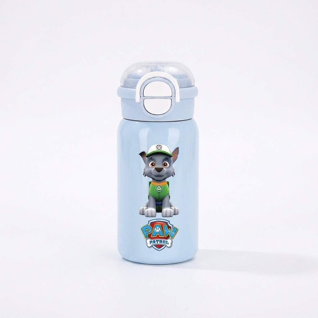 Gourde enfant bleu clair Pat Patrouille Rocky, motif chiot et logo PAW Patrol