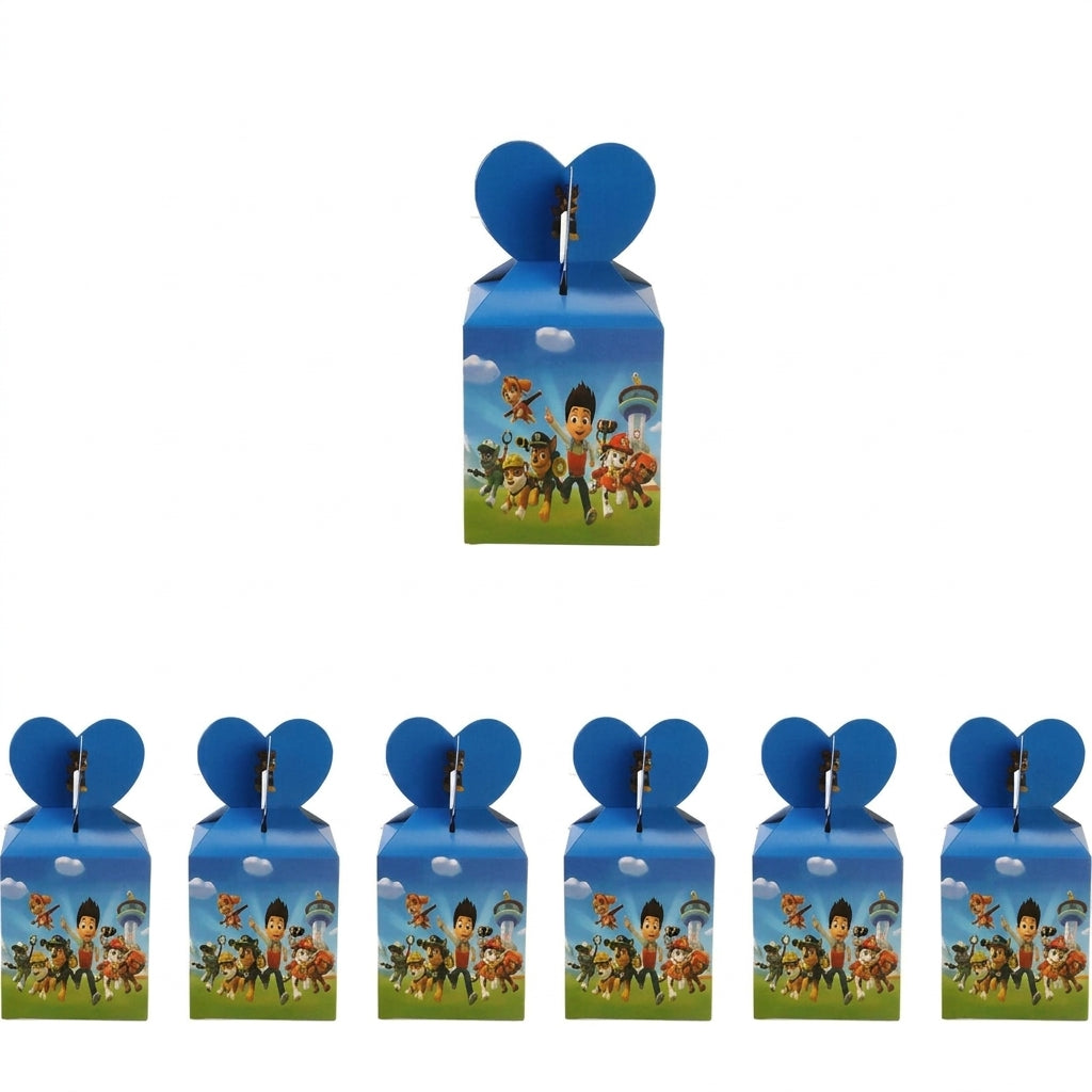 Boîtes à bonbons Pat Patrouille bleues, lot de 6, avec attache en forme de nœud.