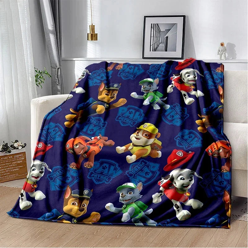 Plaid bleu marine à motif chiots Pat Patrouille