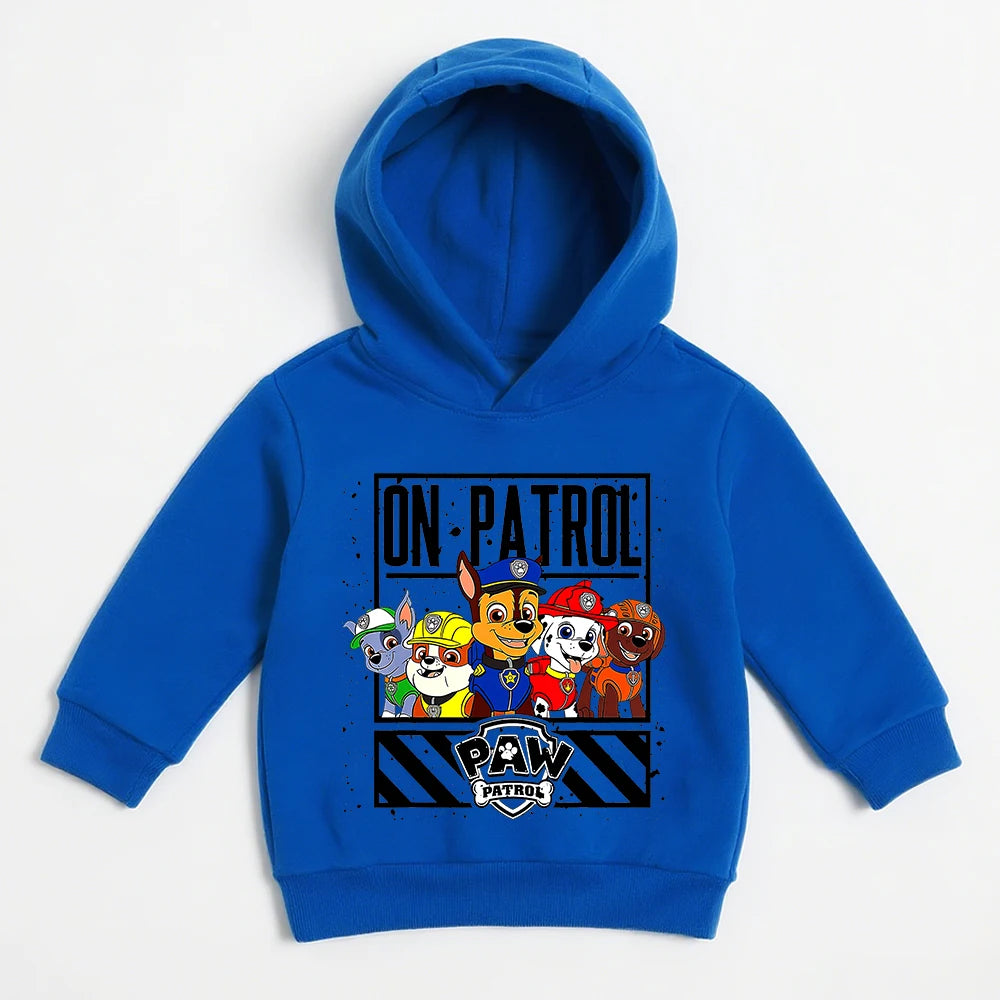 Sweat à capuche bleu avec grand motif « On Patrol » et manches longues
