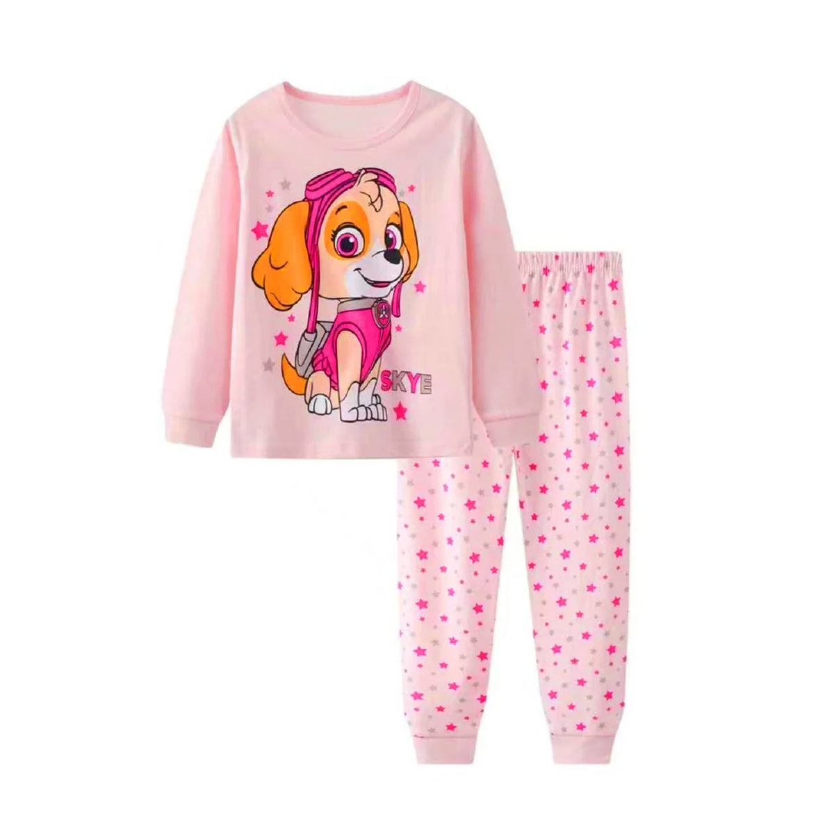 Pyjama Pat' Patrouille rose à manches longues, Stella sur le haut, pantalon à étoiles