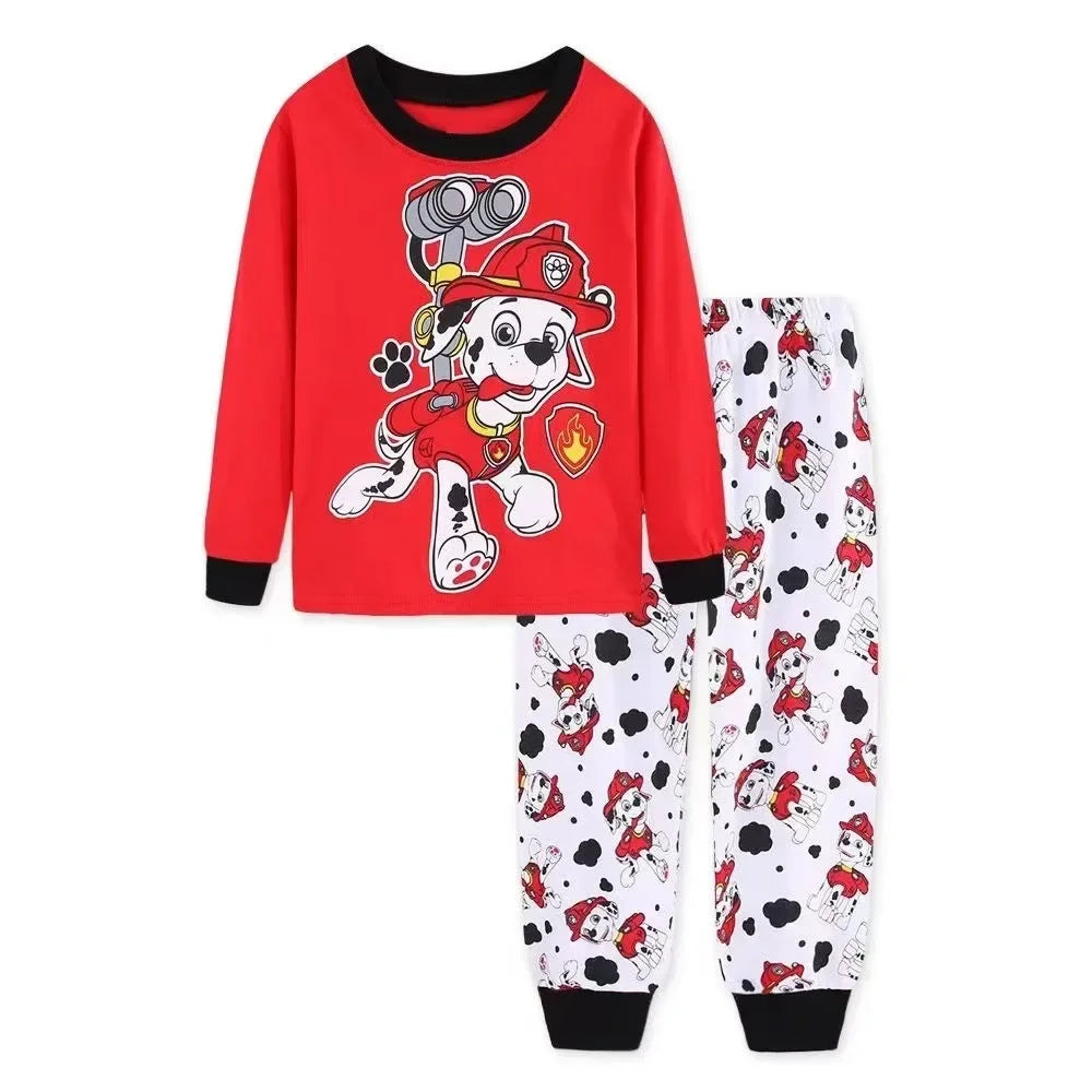 Pyjama Pat' Patrouille rouge, Marcus sur le haut, pantalon blanc à pattes rouges