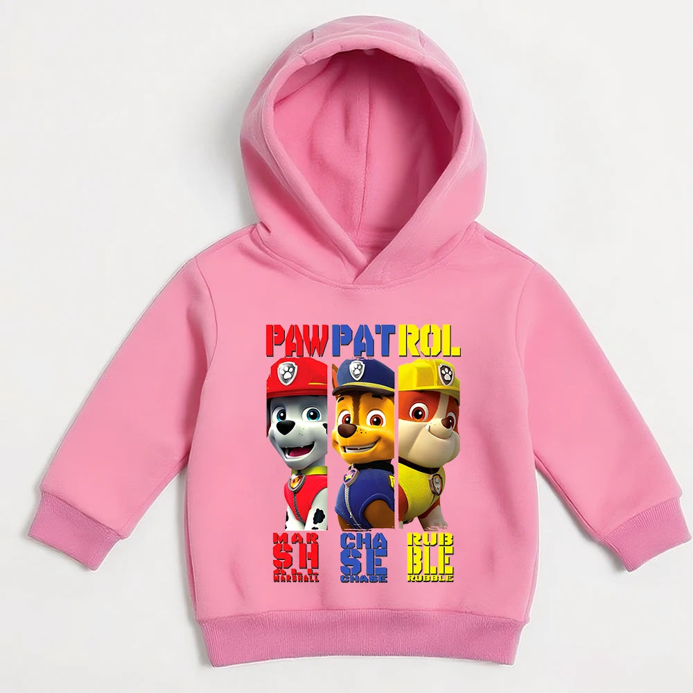 Sweat à capuche rose avec imprimé Pat Patrouille sur le devant