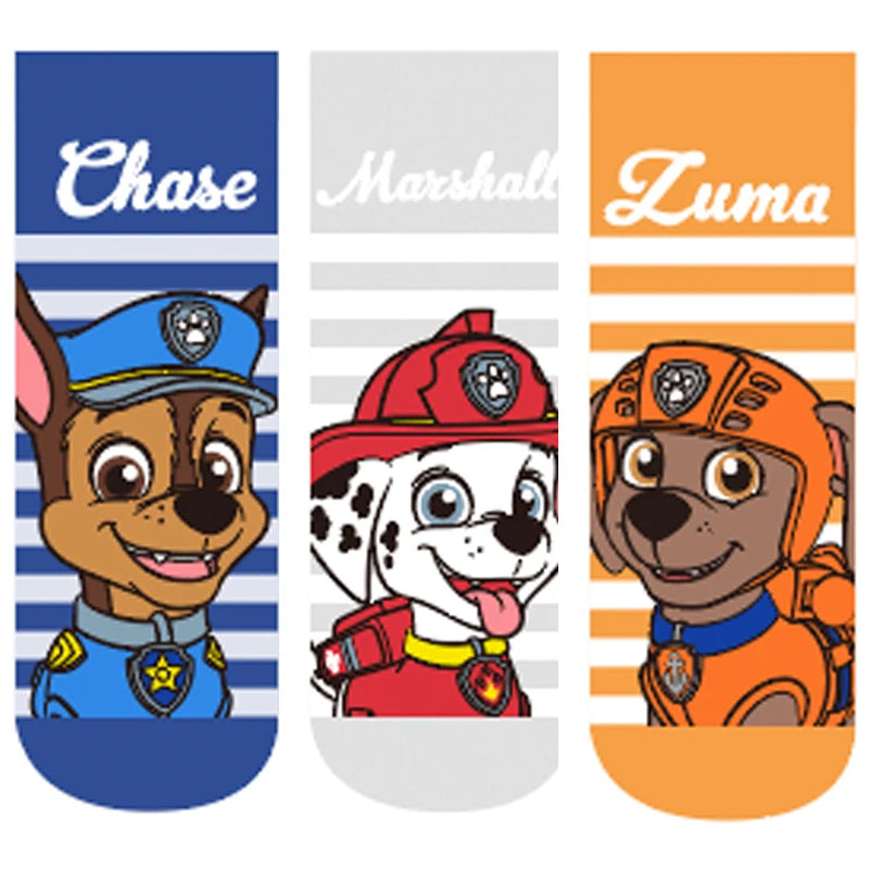 Lot de 3 chaussettes Pat Patrouille : Chase bleu, Marshall, Zuma orange.