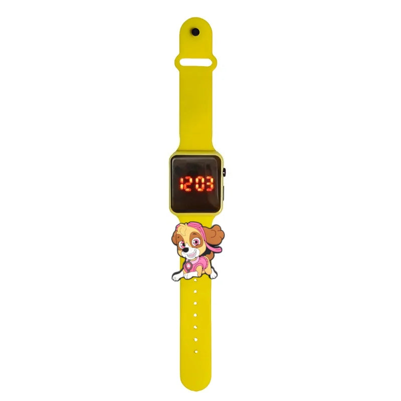 Montre enfant à écran LED rouge, bracelet jaune décor Pat Patrouille Stella