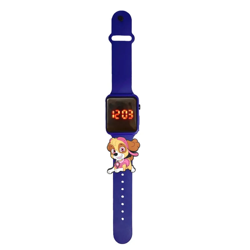 Montre enfant à écran LED rouge, bracelet bleu marine décor Pat Patrouille Stella