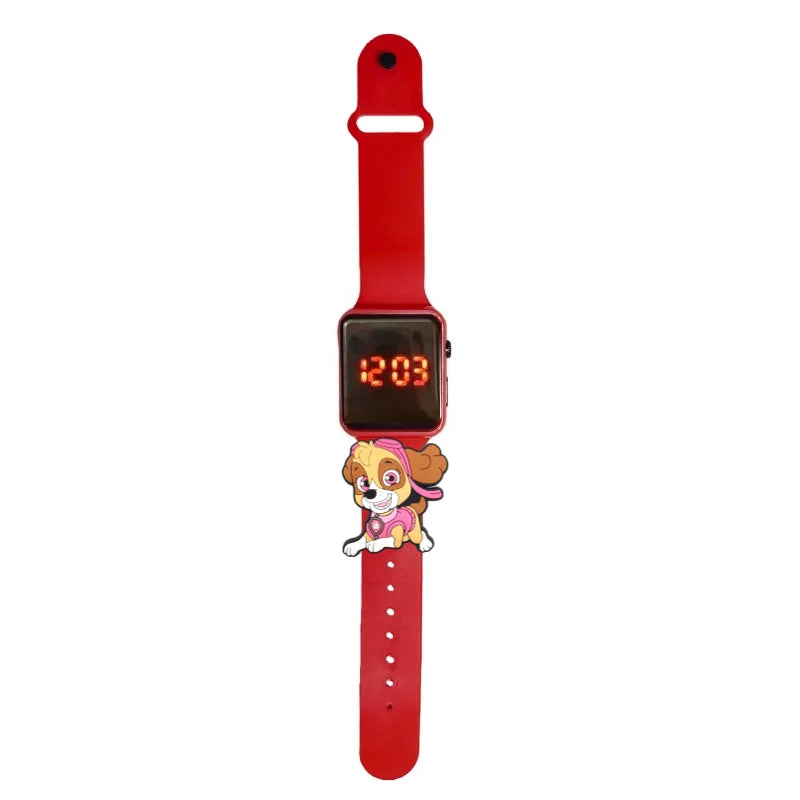 Montre enfant à écran LED rouge, bracelet rouge décor Pat Patrouille Stella