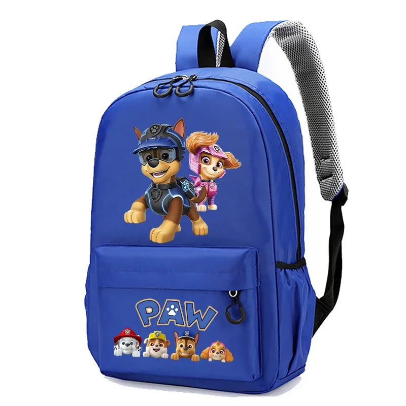 Sac à dos Pat' Patrouille bleu, Chase, Marcus et Stella, poche frontale au logo