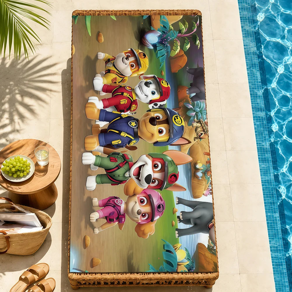 Serviette de plage rectangulaire à motif Pat Patrouille « Équipe Jungle »