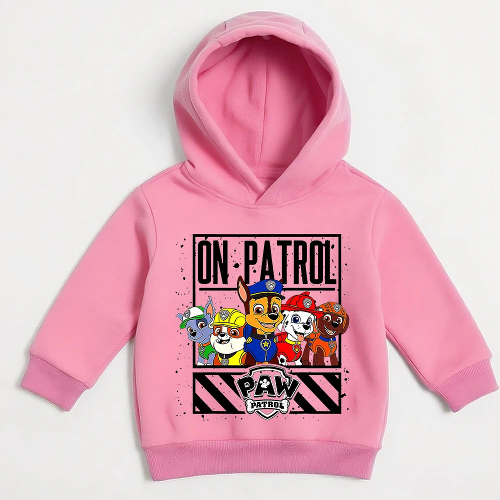Sweat à capuche rose avec grand motif « On Patrol » et manches longues