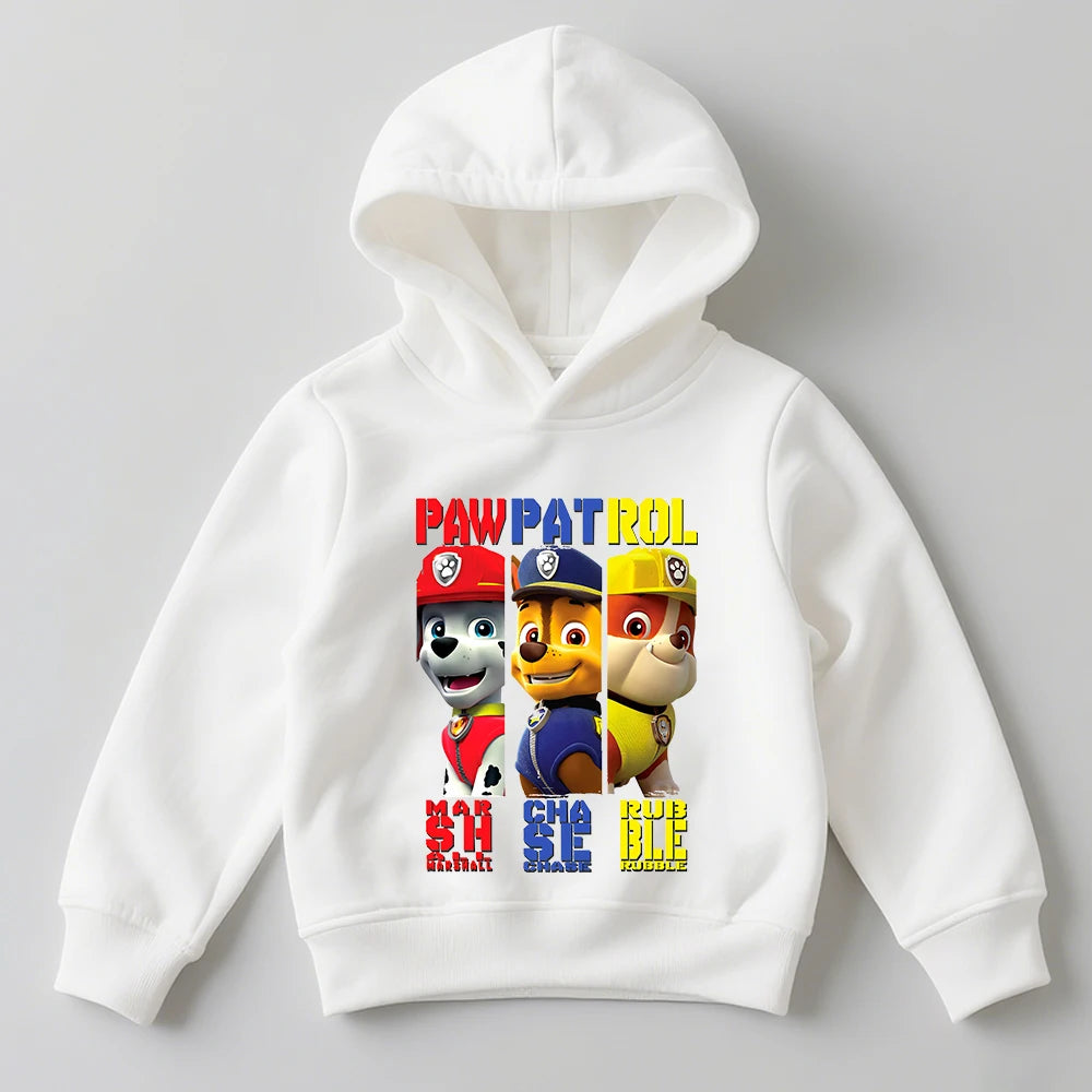 Sweat à capuche blanc avec imprimé Pat Patrouille sur le devant