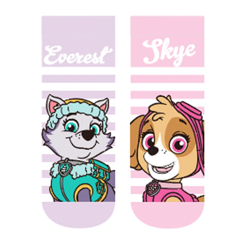 Paire de chaussettes enfant Pat Patrouille, motifs Everest et Skye, fond rose et lilas