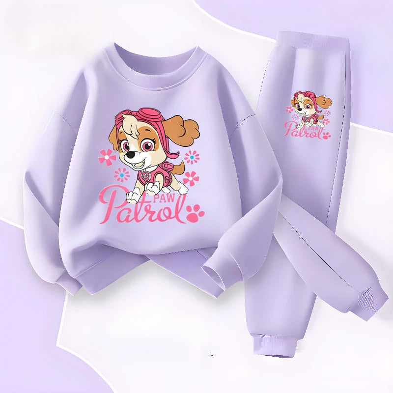 Ensemble fille Pat Patrouille : sweat lilas et pantalon assorti, motif Stella.