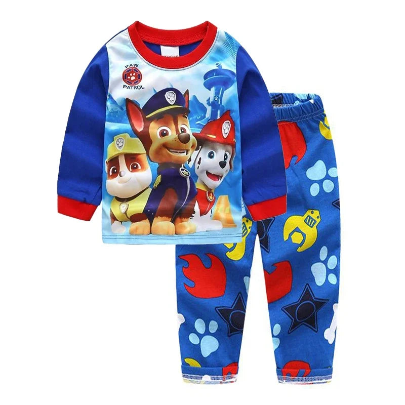 Pyjama Pat' Patrouille bleu à manches longues, les chiots sur le haut, pantalon à pattes
