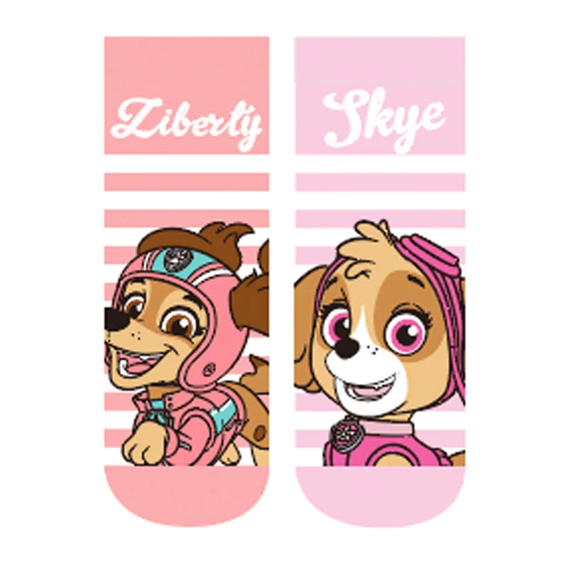 Chaussettes enfant roses à motifs Pat Patrouille, Liberty et Skye.