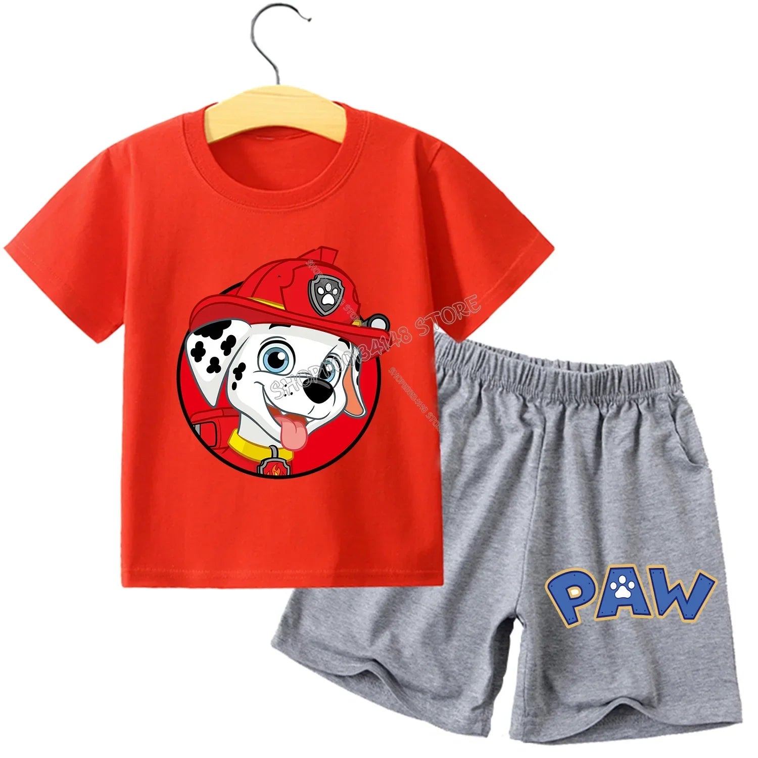 Pyjama enfant Pat' Patrouille gris motif Marcus, porté par un enfant