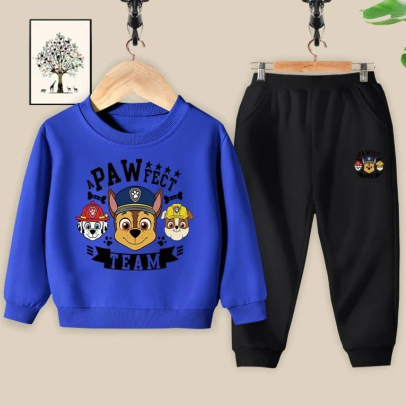 Ensemble sweat bleu et pantalon noir à imprimé « PAWfect TEAM »