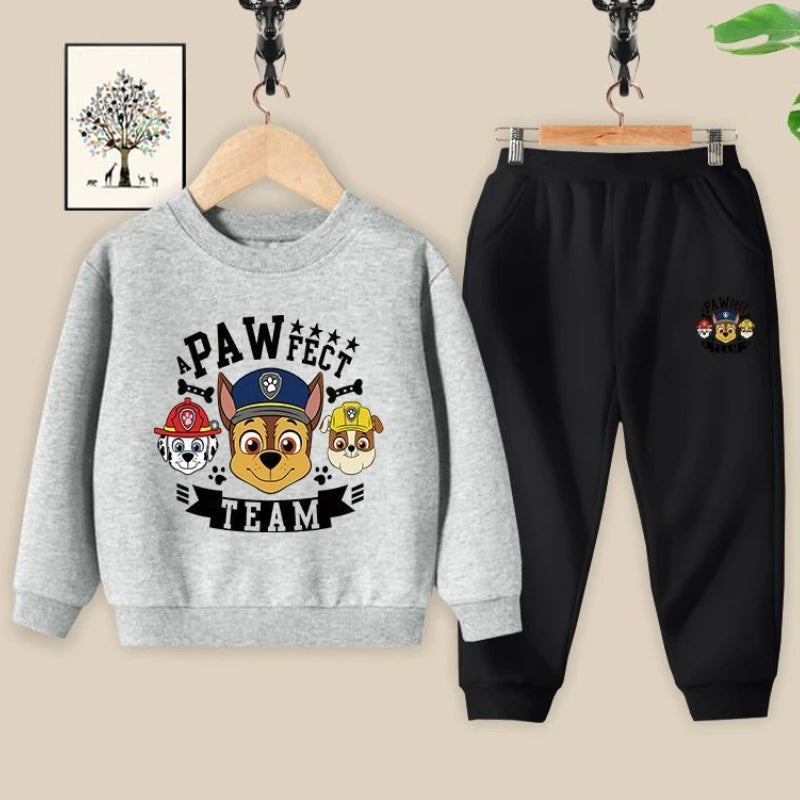 Ensemble sweat gris chiné et pantalon noir à imprimé « PAWfect TEAM »