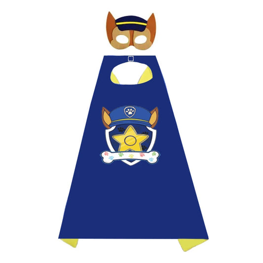 Déguisement enfant Pat' Patrouille bleu motif Chase, porté par un enfant