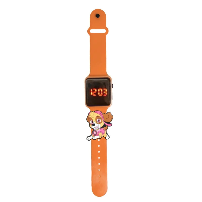 Montre enfant à écran LED rouge, bracelet orange décor Pat Patrouille Stella
