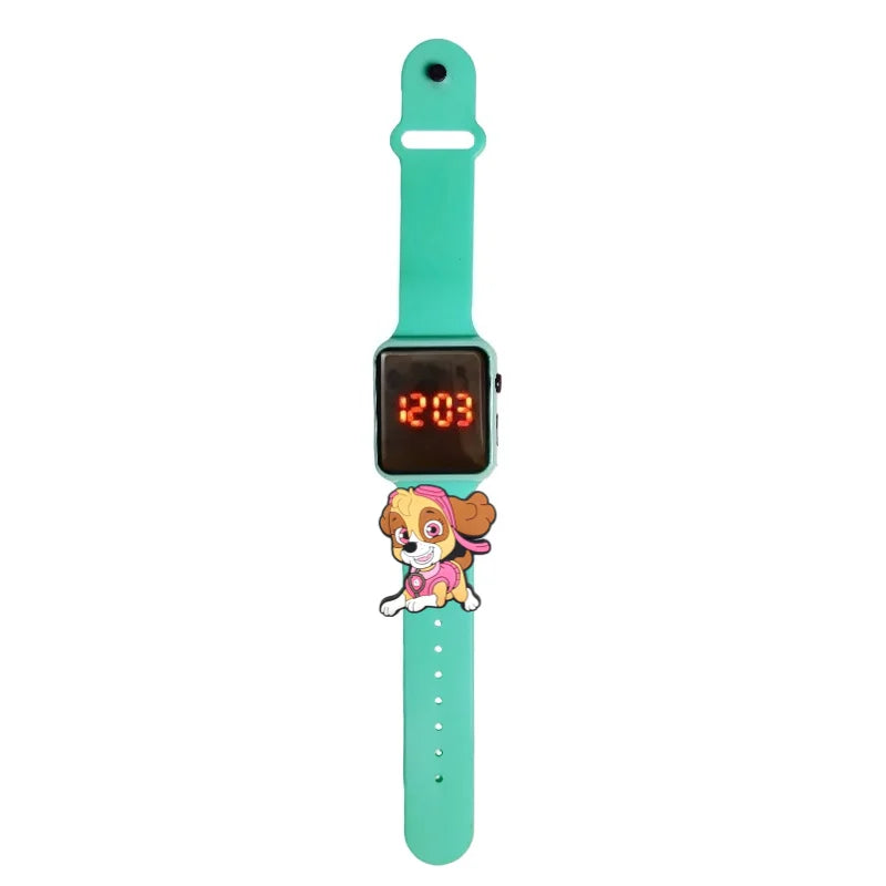 Montre enfant à écran LED rouge, bracelet turquoise décor Pat Patrouille Stella