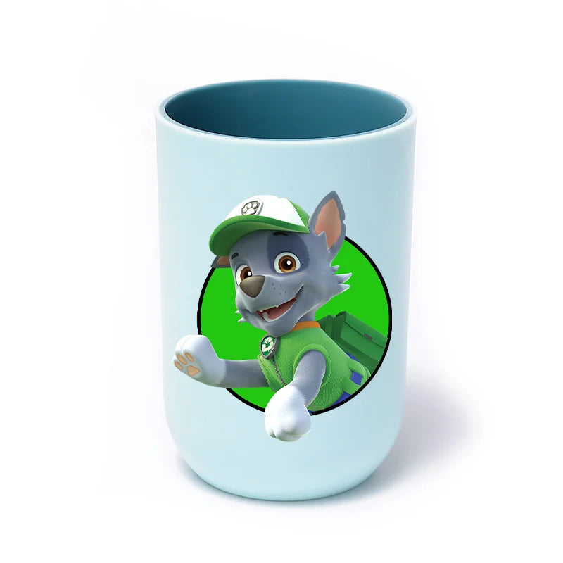 Verre à dents bleu clair avec Rocky en cercle vert