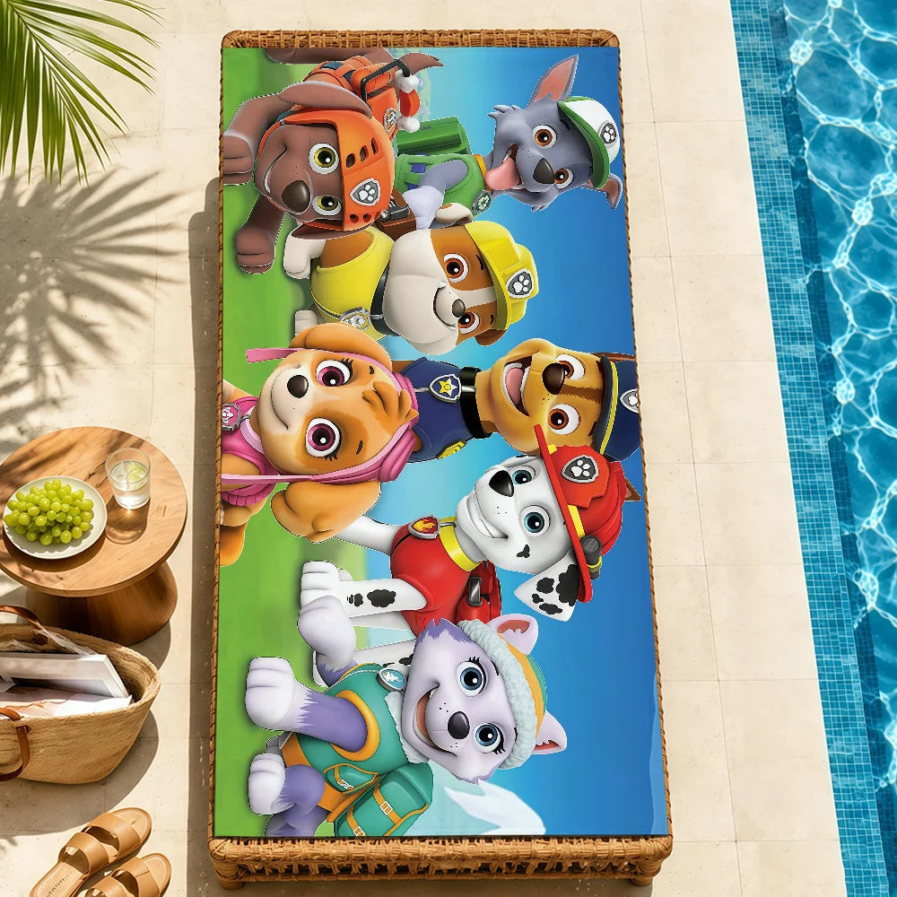 Serviette de plage enfant Pat Patrouille, motif équipe Ciel avec chiens.