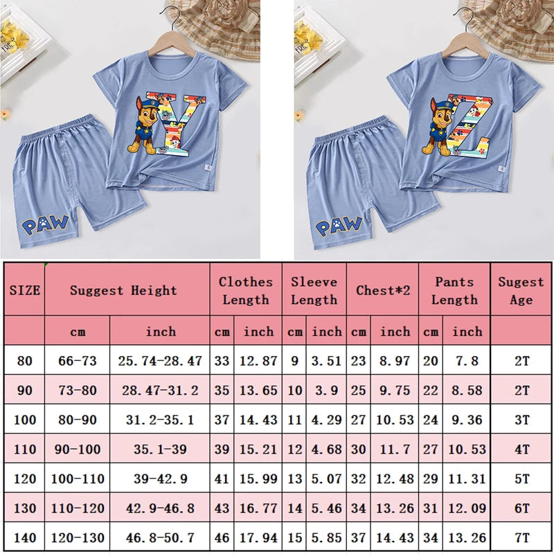 Guide des tailles pyjama enfant Pat' Patrouille, mesures en centimètres