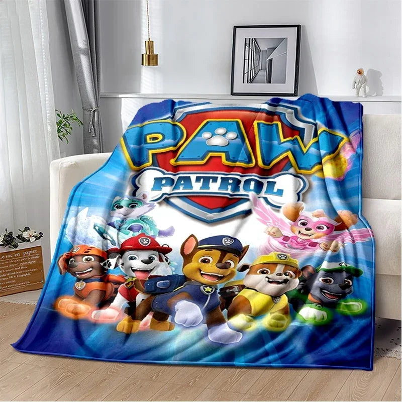 Plaid Pat Patrouille bleu avec grand logo et personnages