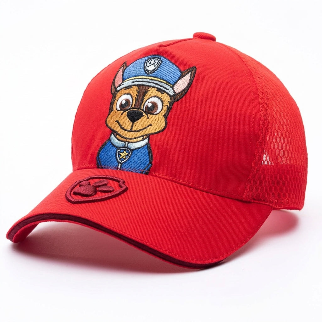Casquette Pat' Patrouille rouge, Chase brodé sur le devant, écusson sur la visière