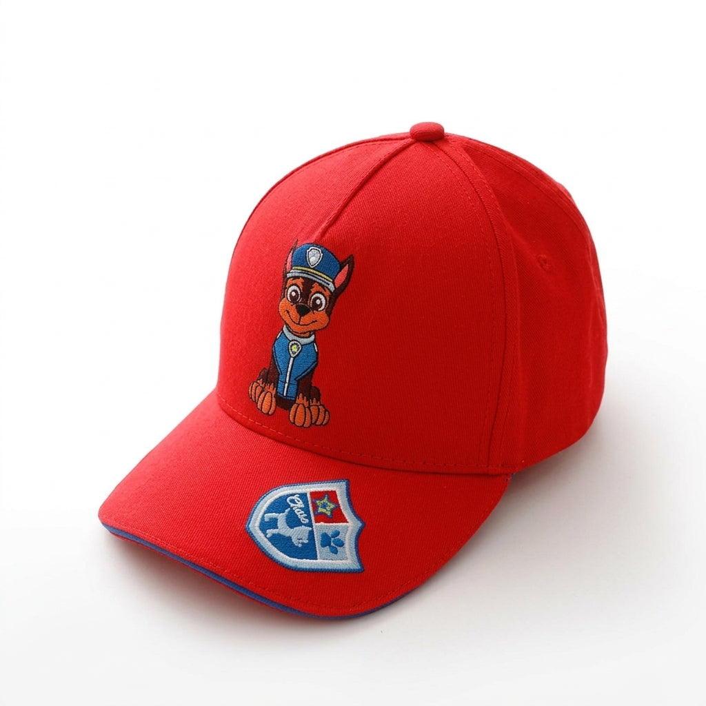 Casquette Pat' Patrouille rouge, Chase brodé et écusson rond sur la visière