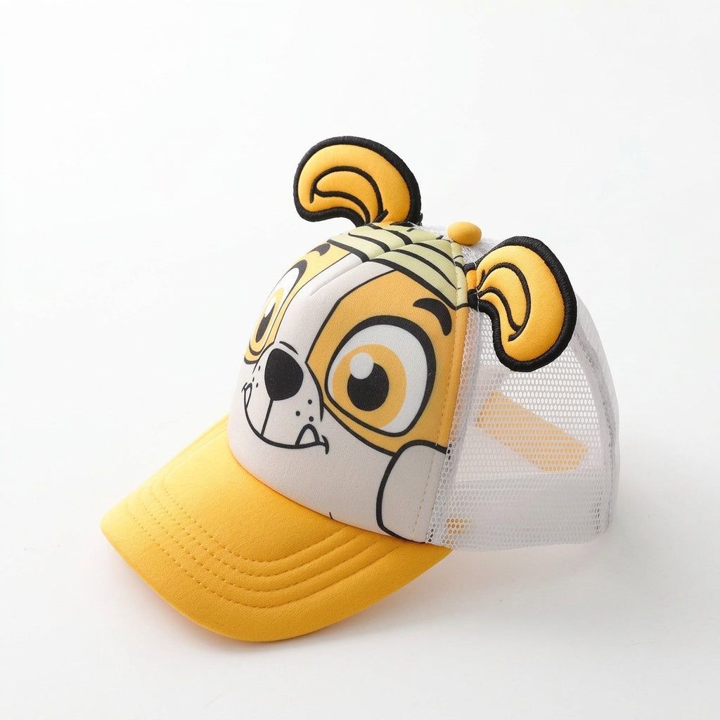 Casquette Pat' Patrouille jaune à filet, tête de Ruben en relief avec oreilles