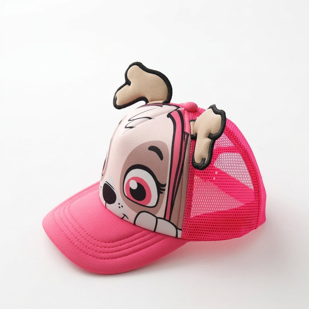 Casquette Pat' Patrouille rose à filet, tête de Stella en relief avec oreilles