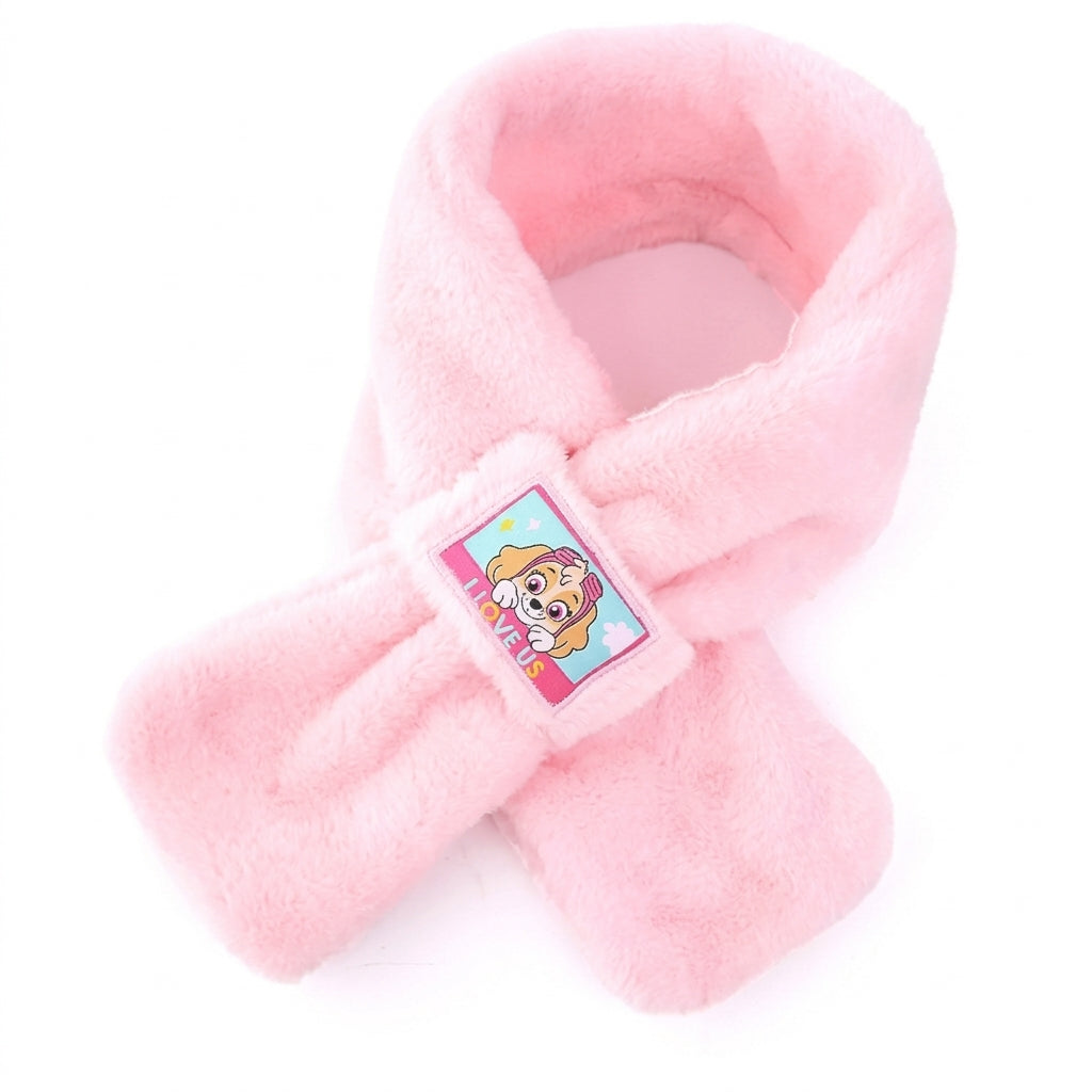 Écharpe peluche Pat' Patrouille rose à passant, écusson Stella